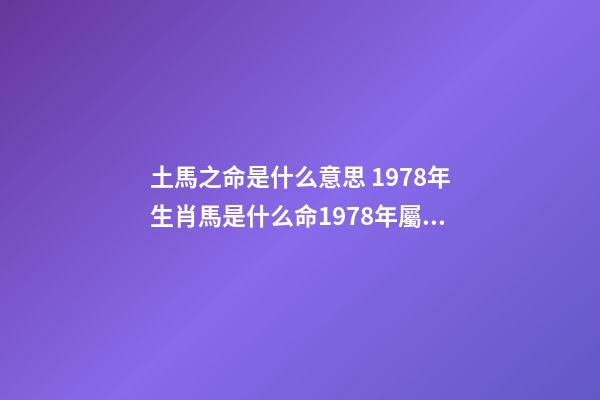 土馬之命是什么意思 1978年生肖馬是什么命1978年屬馬人的一生命運-第1張-觀點-玄機派